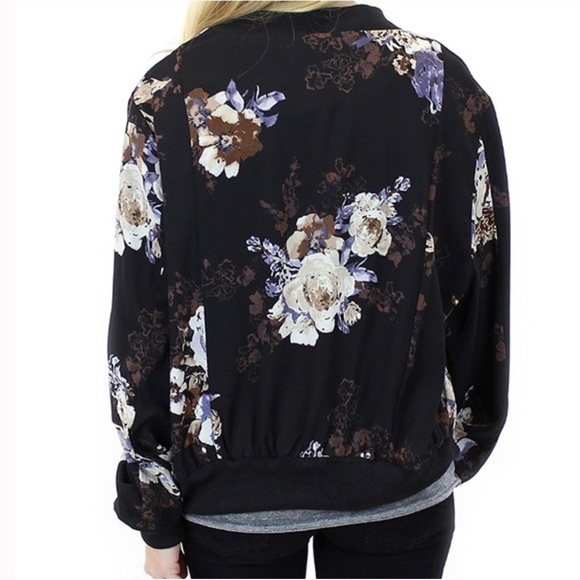 Everly Black Floral Bomber Jacket - Picture 2 of 6